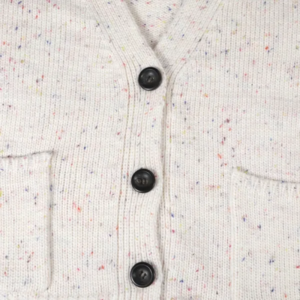 Design Cropped Speckled Knit Cardigan White Outerwear.cardigan - 11