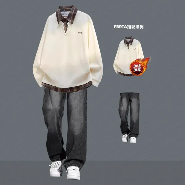 Design FBRTA Gradient Layered Polo Shirt Black Multicolor Jeans Set Tops.polo - 9