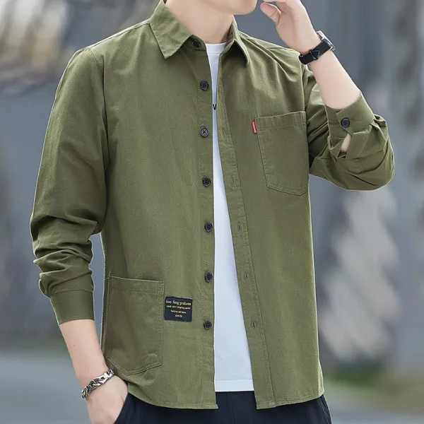 Design Utility Shirt Army Green Shirt Tops Shirt - 1