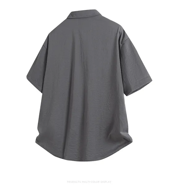 Design Oversized Short-Sleeve Shirt Beige Tops Shirt - 21