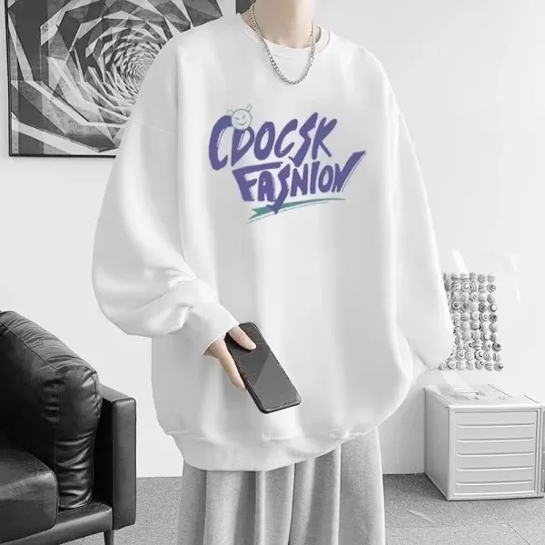 Design CDOC SK Fashion Graphic Oversized Hoodie and Washed Gray Wide-Leg Jeans Two-Piece Set - 13