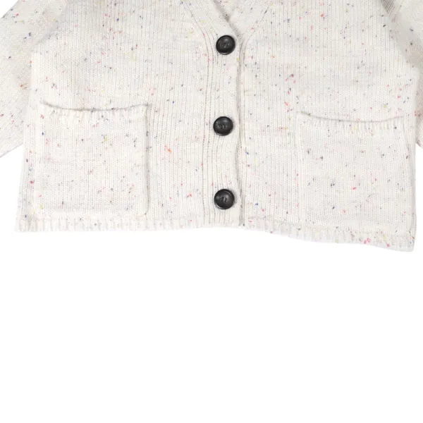 Design Cropped Speckled Knit Cardigan White Outerwear.cardigan - 14