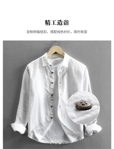 Design Linen Blend Shirt Navy Blue Tops Shirt - 8