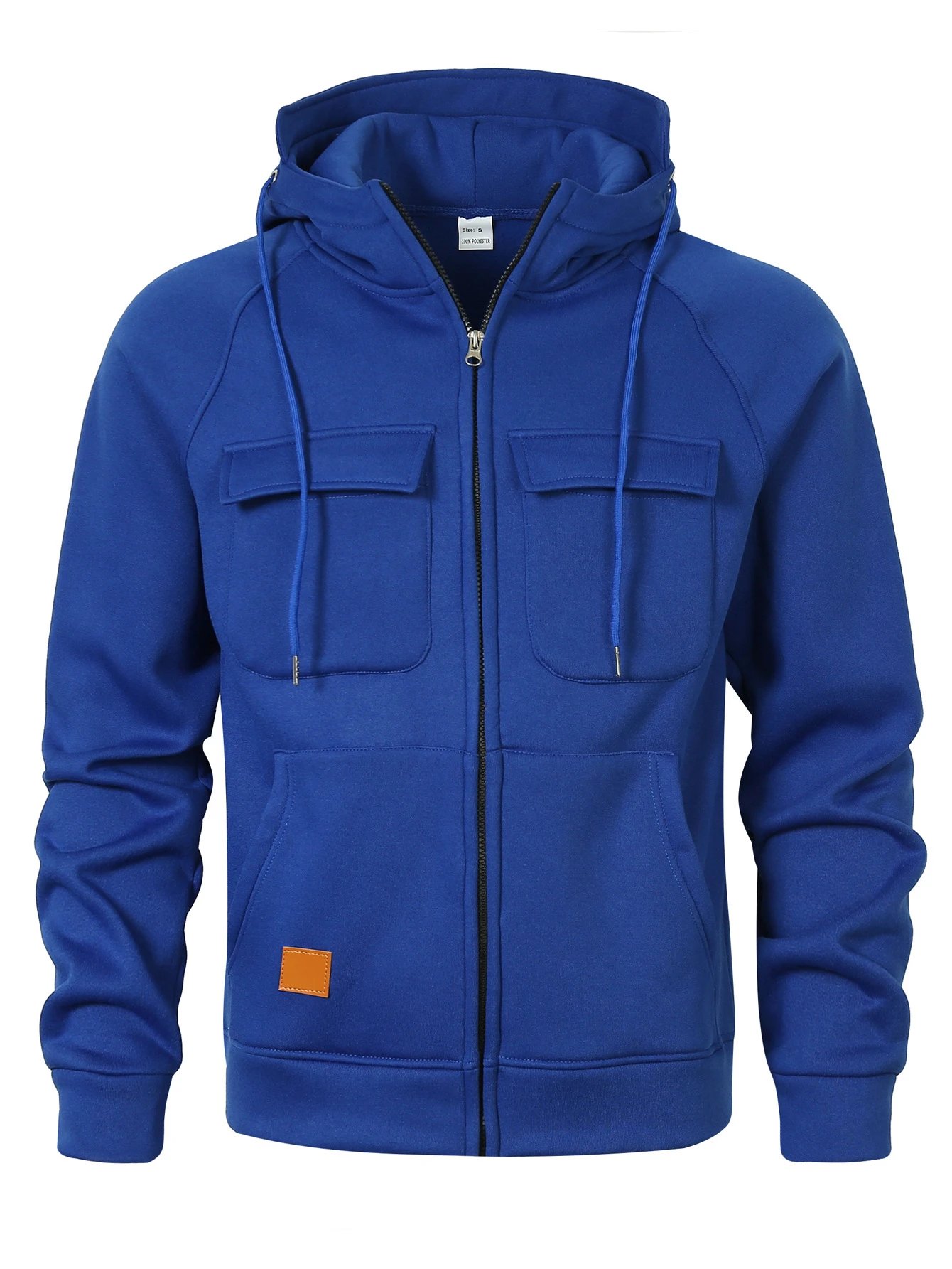 Design Zip-Up Hoodie with Utility Pockets Charcoal Gray Hoodie - 38