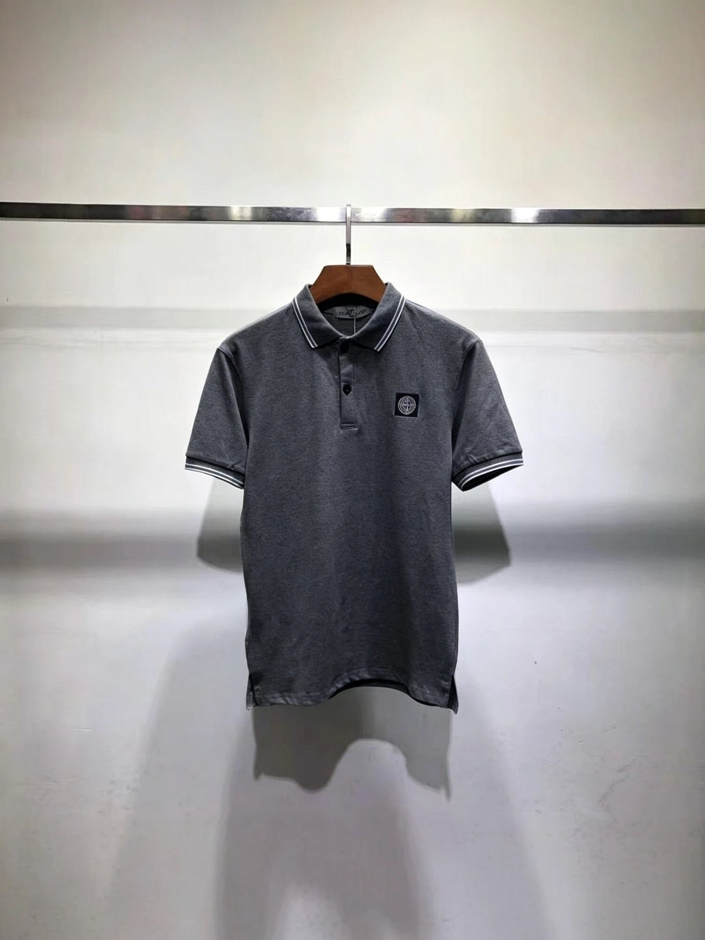 Design Classic Stripe Trim Polo Black Polo Shirt - 3