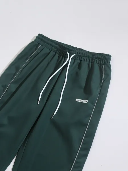Design Muscle Attack Track Pants Black with White Stripe Sweatpants - 21
