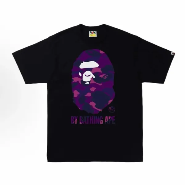 A Bathing Ape Camo Ape Head Purple Black T-Shirt - 1