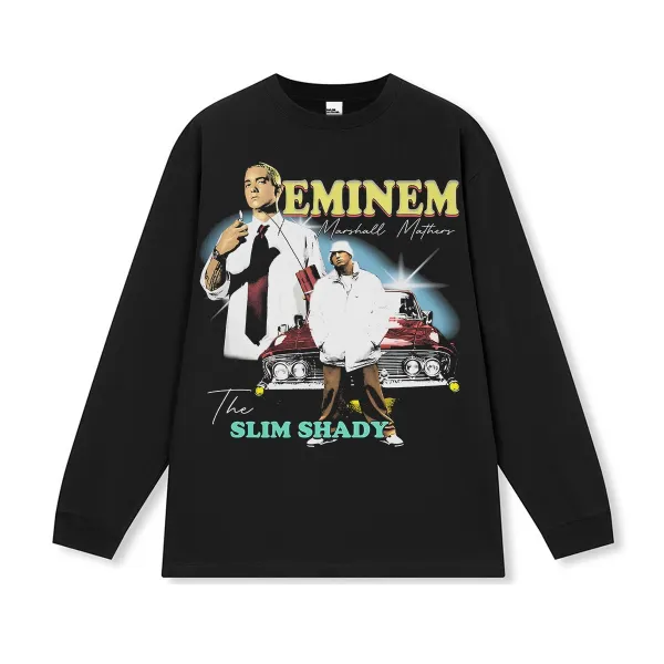 Design Eminem The Slim Shady Long Sleeve Graphic T-Shirt Black T-Shirts - 1