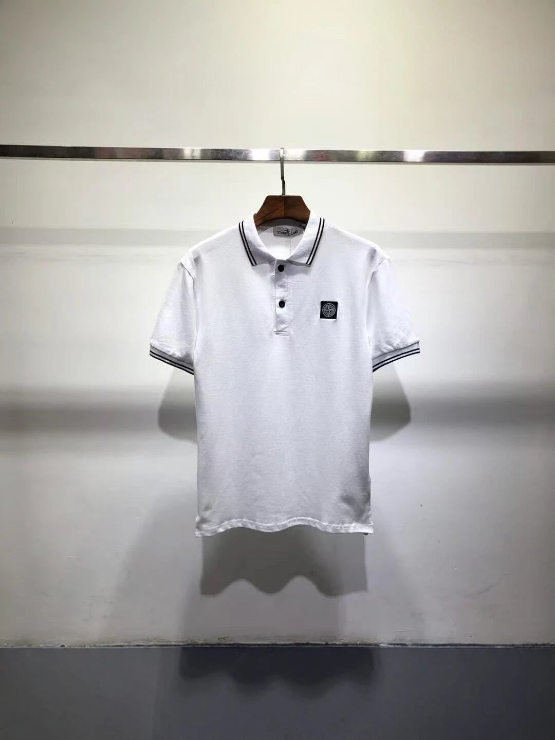 Design Classic Stripe Trim Polo Black Polo Shirt - 4