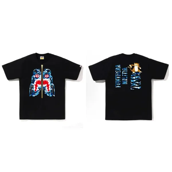 A Bathing Ape Zipper Shark T-Shirt Black - 1