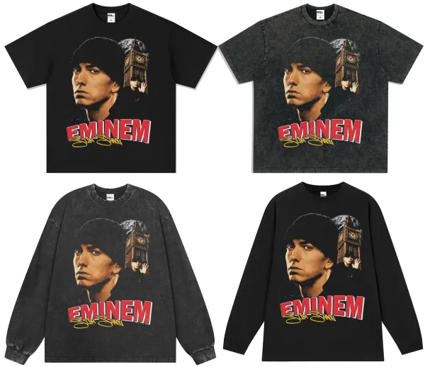 Design Eminem x The Slim Shady Graphic Washed Black T-Shirt T-Shirts - 14
