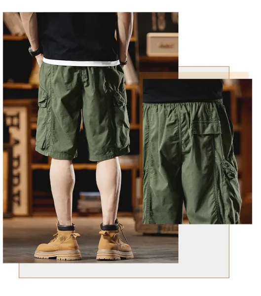 Design Cargo Shorts Black + Brown T-Shirt + Tan Boots - 12