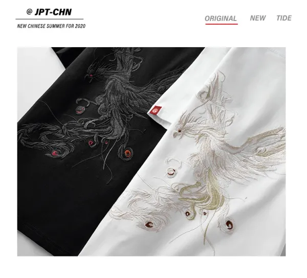 Design Phoenix Embroidered White T-Shirt - 8