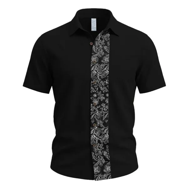 Design Paisley Panel Shirt Black - 1