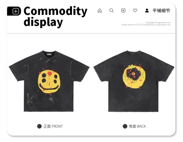 Design LOG Smiley Face Distressed Black T-Shirt T-Shirts - 18