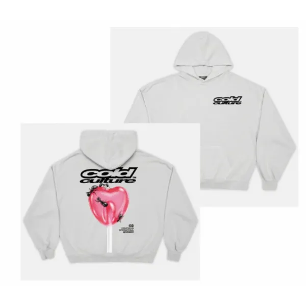 Design Cold Culture Heart Lollipop Hoodie White Hoodie - 1