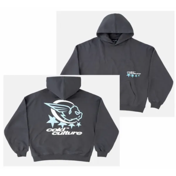 Design Cold Culture Graphic Hoodie Charcoal Gray Hoodie - 1