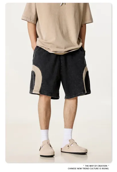 Design BE Thrived Army Green-Khaki Patchwork Shorts - 20