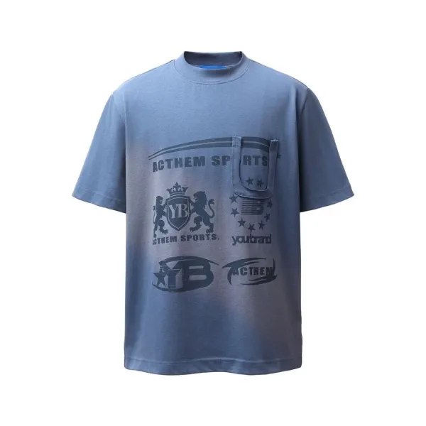 Design Acthem Sports Pocket Graphic T-Shirt Blue T-Shirts - 9