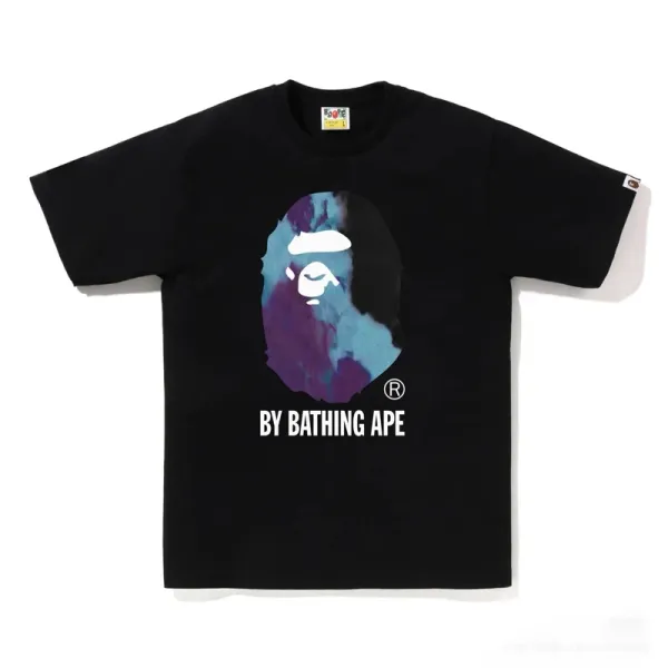A Bathing Ape Colorful Ape Head Graphic T-Shirt Black - 1