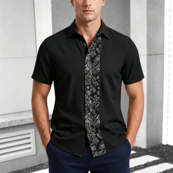 Design Paisley Panel Shirt Black - 13
