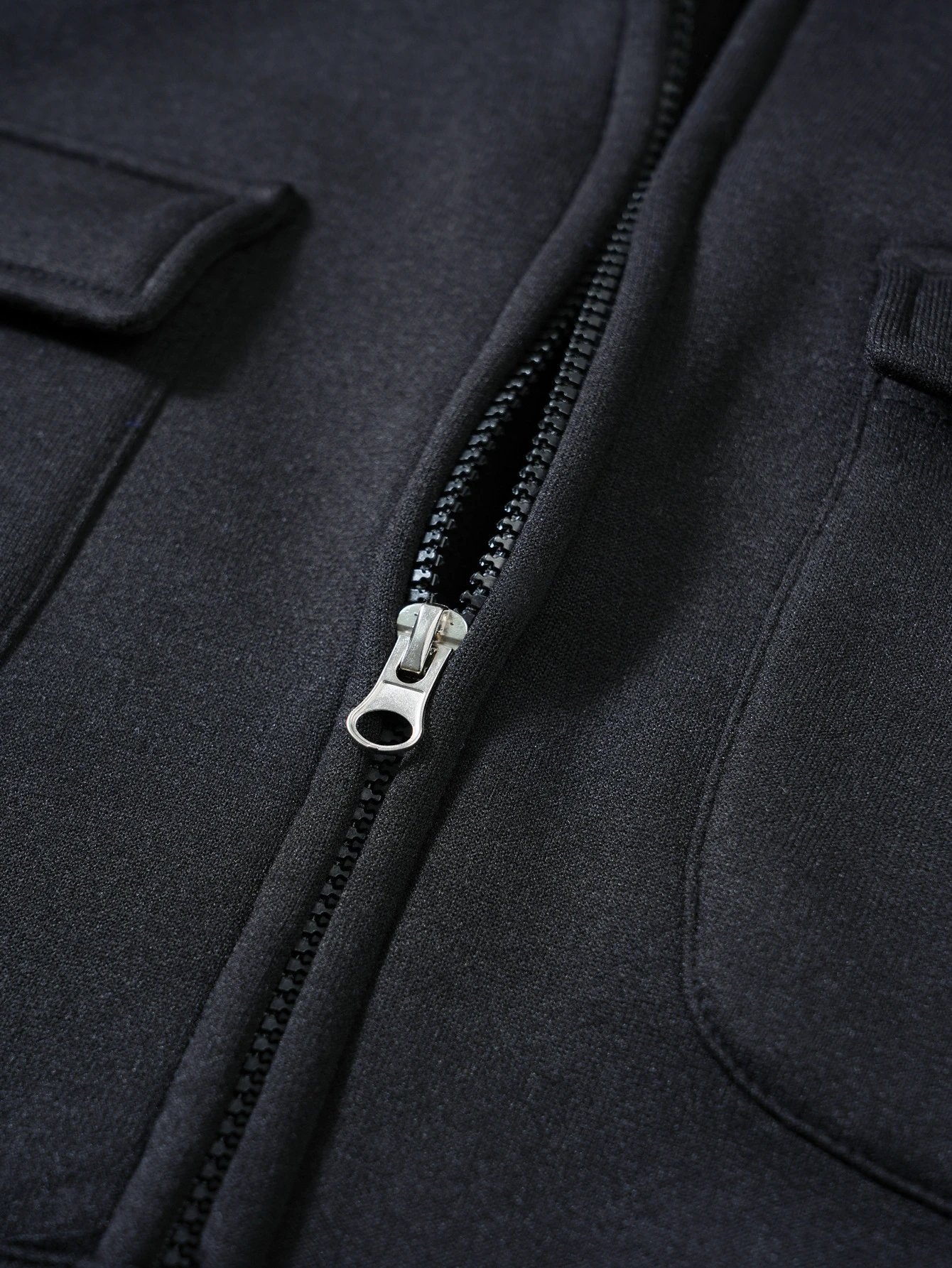 Design Zip-Up Hoodie with Utility Pockets Charcoal Gray Hoodie - 21
