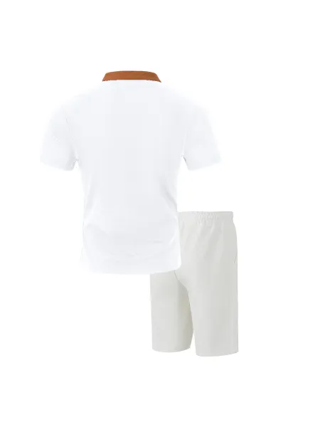 Design Lace-Up V-Neck Short Set Gray - 12