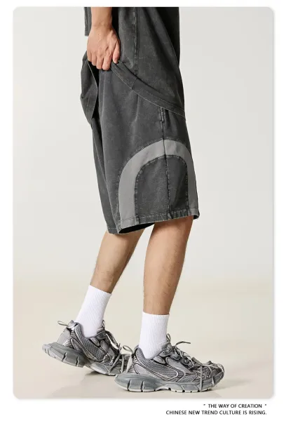 Design BE Thrived Army Green-Khaki Patchwork Shorts - 52