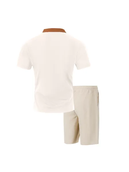 Design Lace-Up V-Neck Short Set Gray - 21