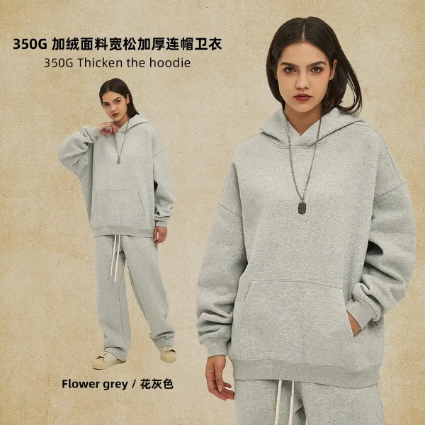 Design 350G Thickened Oversized Hoodie Flower Grey - 1