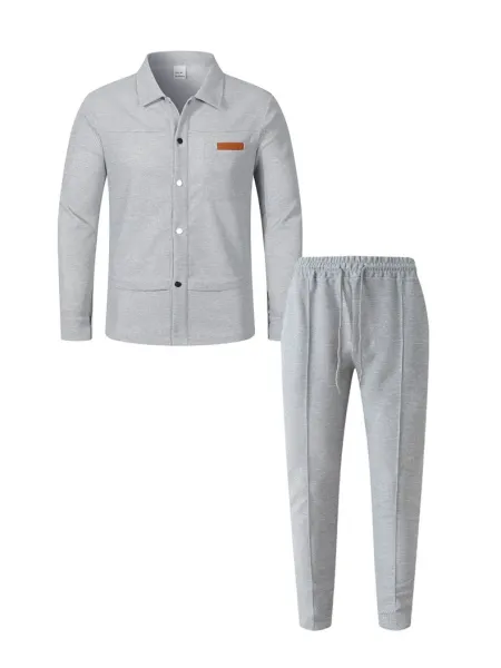 Design Waffle-Texture Utility Jacket and Track Pants Set Black - 14
