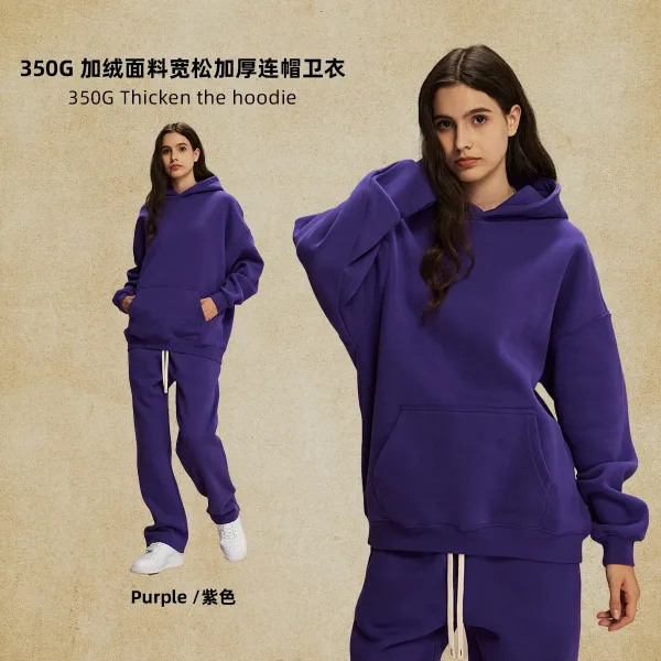 Design 350G Thickened Fleece Oversized Hoodie Purple - 1