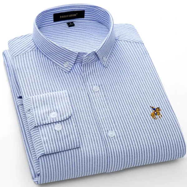 Design Paolo Sirum Striped Button-Down Shirt Blue Shirt - 1