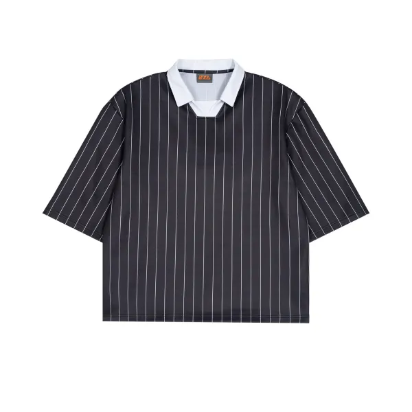 Design Pinstripe Polo Shirt Navy White Tops.polo - 26