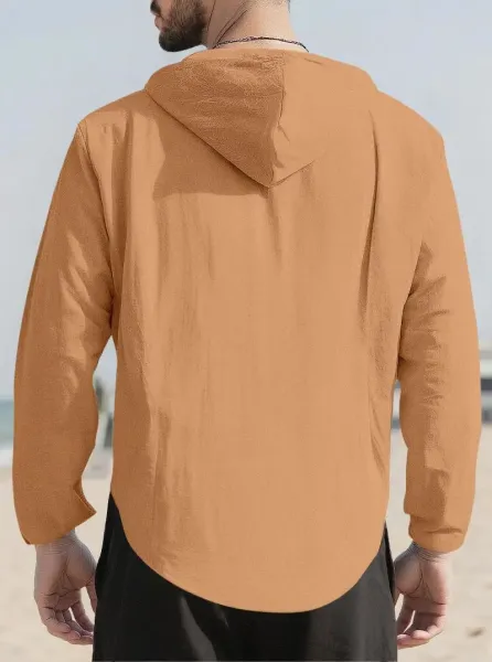 Design Hooded Button-Up Shirt Red - 25
