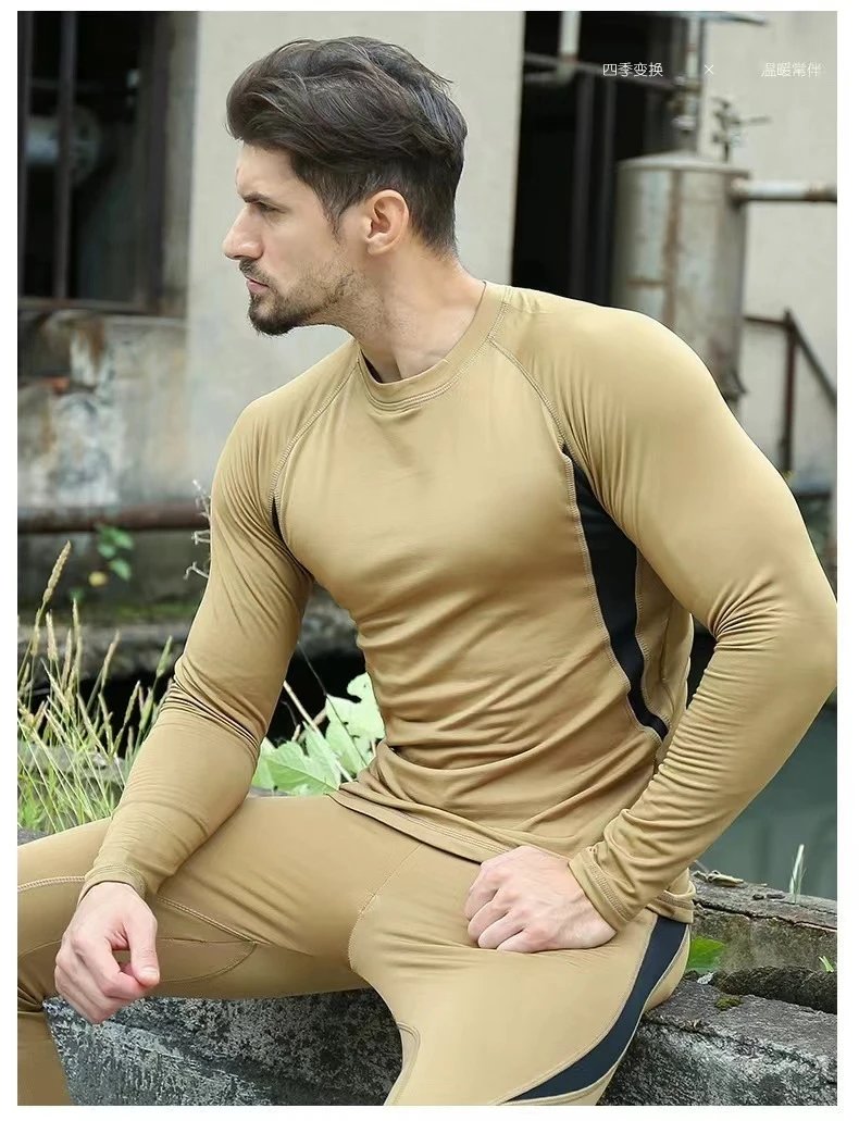 Design Performance Base Layer Set Black with Olive Green Panels Activewear - 15