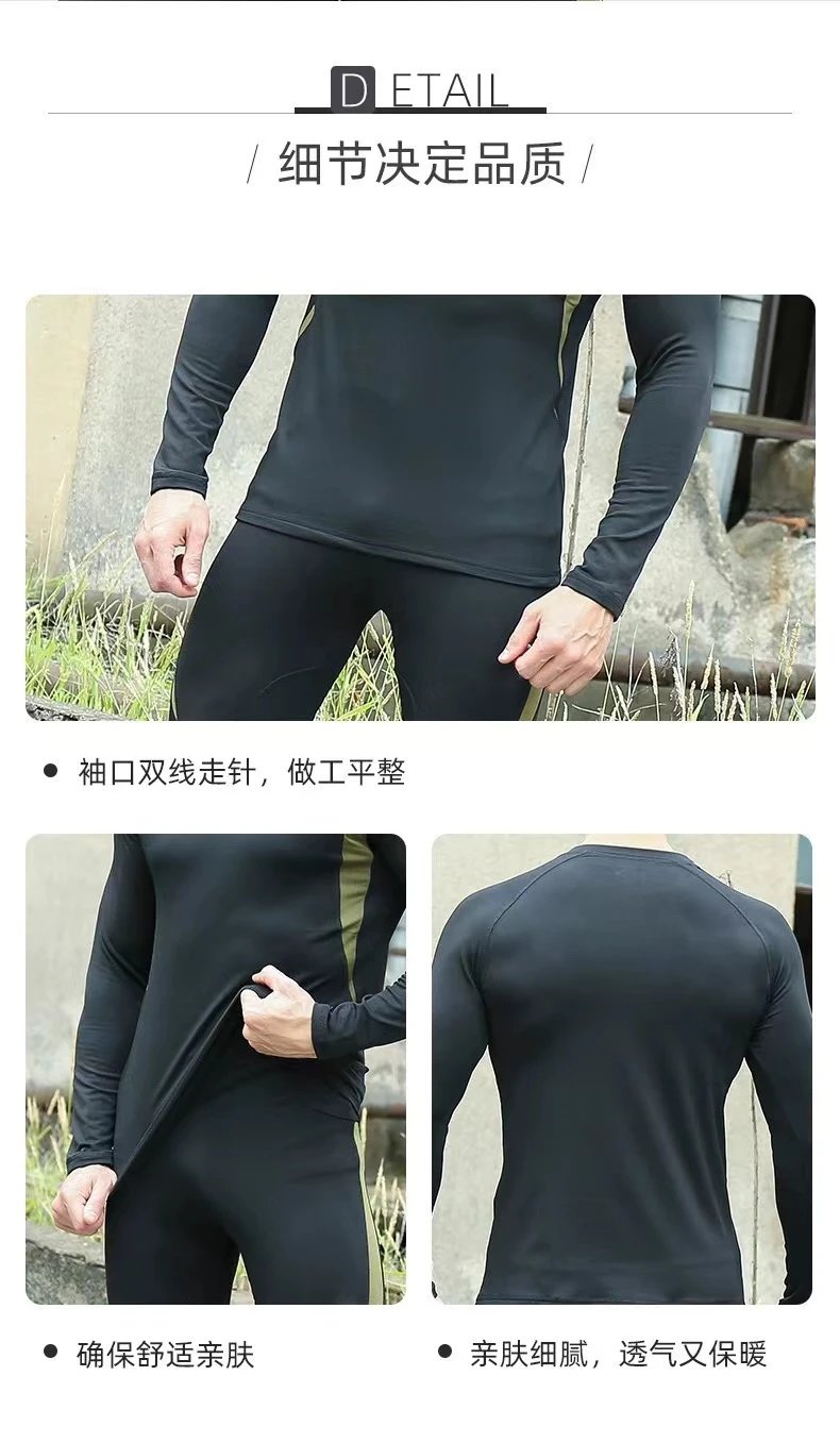 Design Performance Base Layer Set Black with Olive Green Panels Activewear - 20