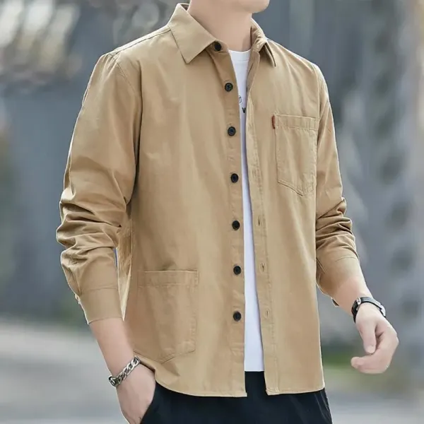 Design Utility Shirt Beige Shirt Tops Shirt - 1