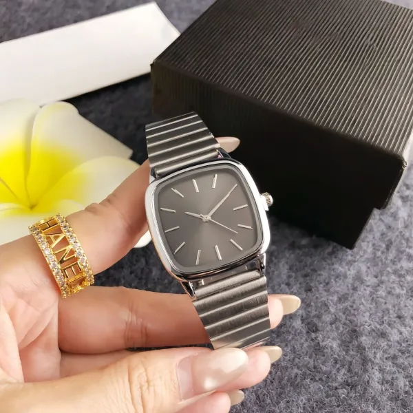 Design Square Dial Rose Red Quartz Watch with Stainless Steel Bracelet Watches - 5