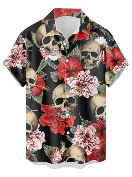 Design Cat Face Print Black Hawaiian Shirt - 3