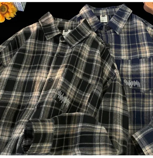 Design Flannel Shirt Brown Gray Plaid Shirt - 9