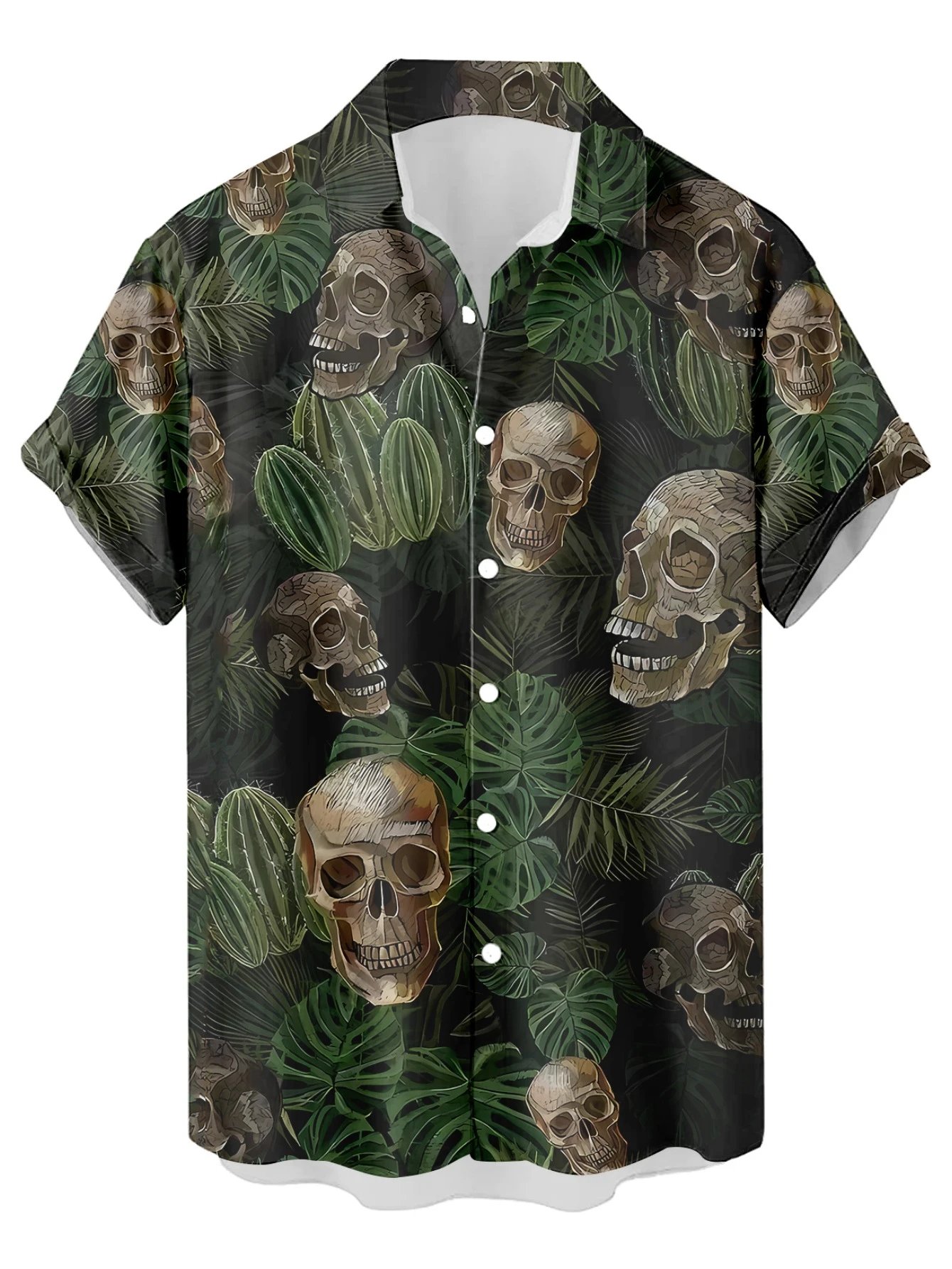Design Cat Face Print Black Hawaiian Shirt - 8