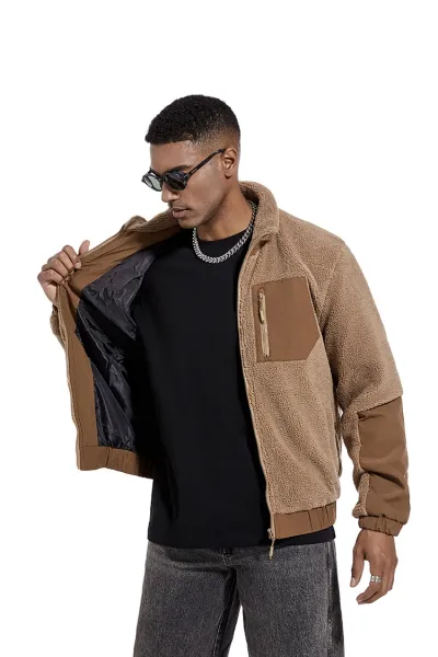 Design Fleece Sherpa Jacket Beige Outerwear - 30