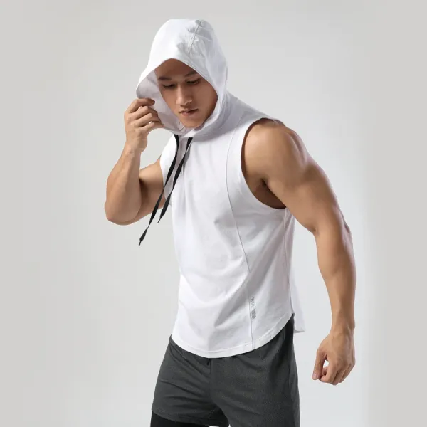 Design Hooded Sleeveless Tank Top White Hoodie - 1