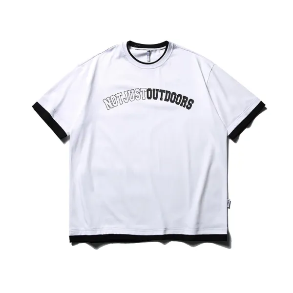 Design Not Just Outdoors Arch Logo Ringer T-Shirt White T-Shirts - 1