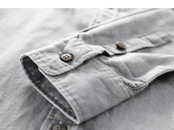 Design Linen Blend Shirt Navy Blue Tops Shirt - 16
