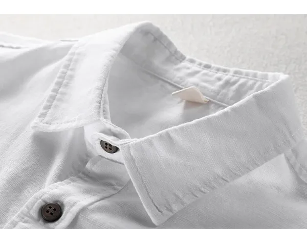 Design Linen Blend Shirt Navy Blue Tops Shirt - 20