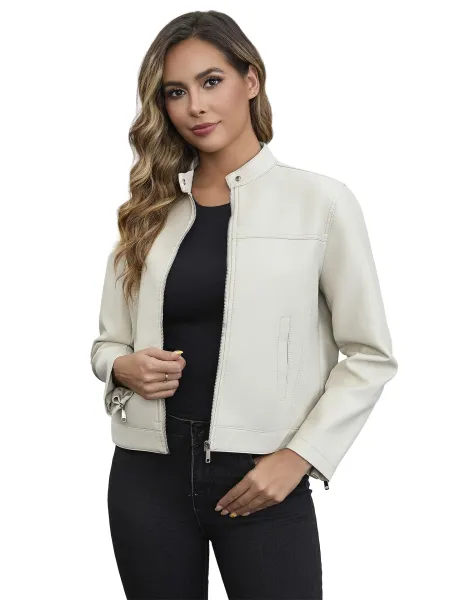 Design Faux Leather Moto Jacket Navy - 7