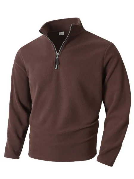 Design Quarter-Zip Fleece Pullover Black Sweater - 22