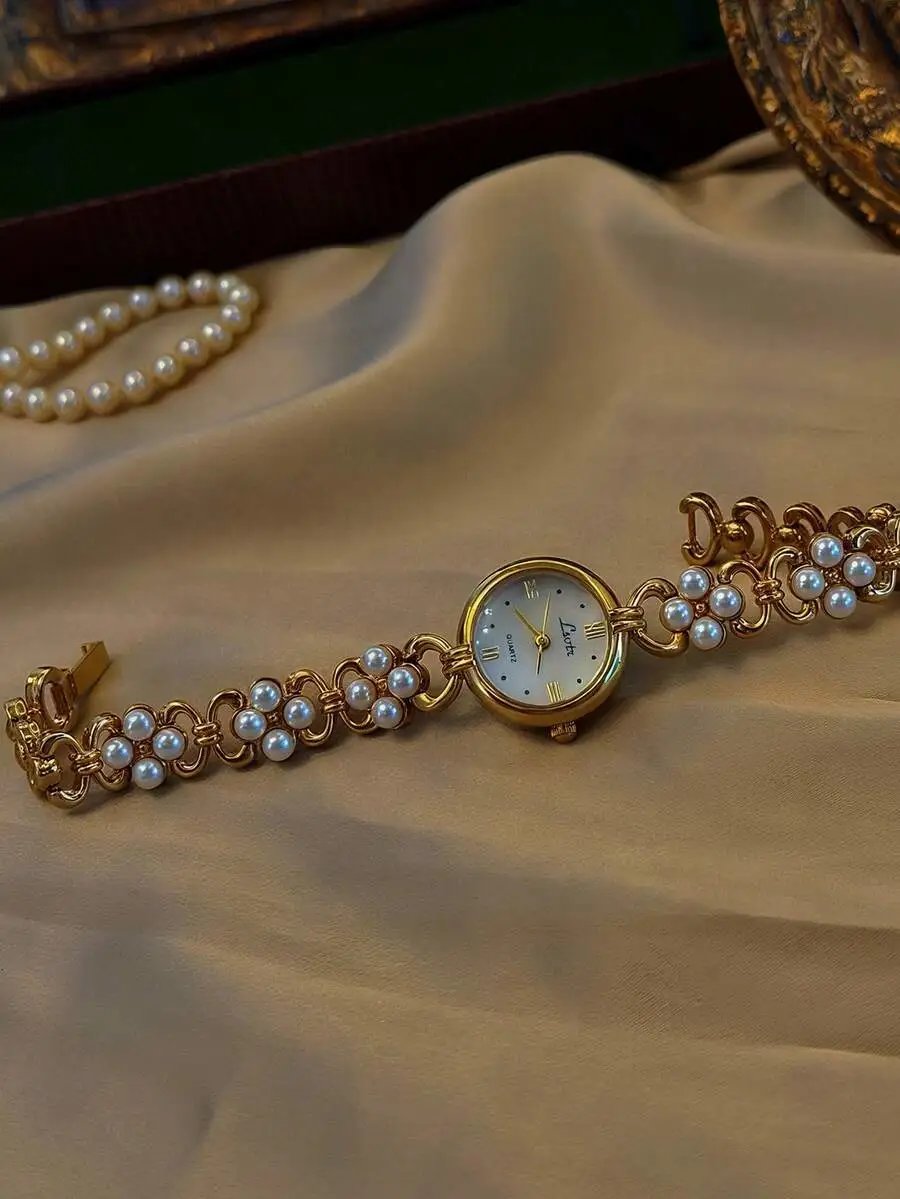 Design Lorus Pearl-Embellished Gold-Tone Quartz Watch Beige Watches - 6